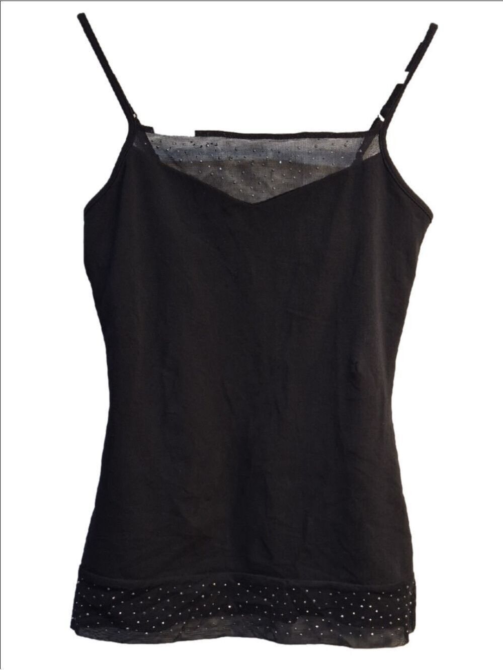 Express Black Sheer Dot-Trim Camisole